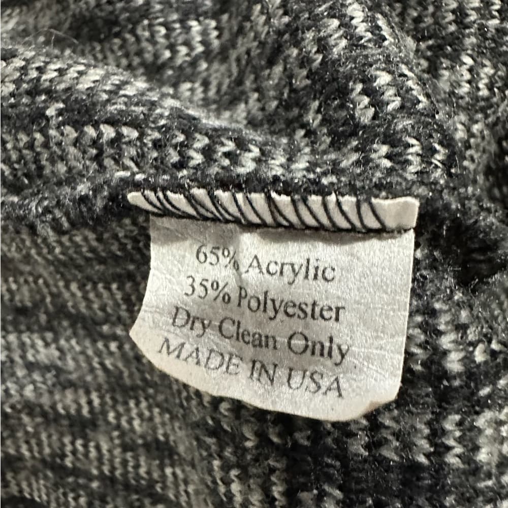 LEE ANDERSEN Gray Sweater with Fuzzy Trim and Patterned Cowl Large Vintage - Thumbnail 6