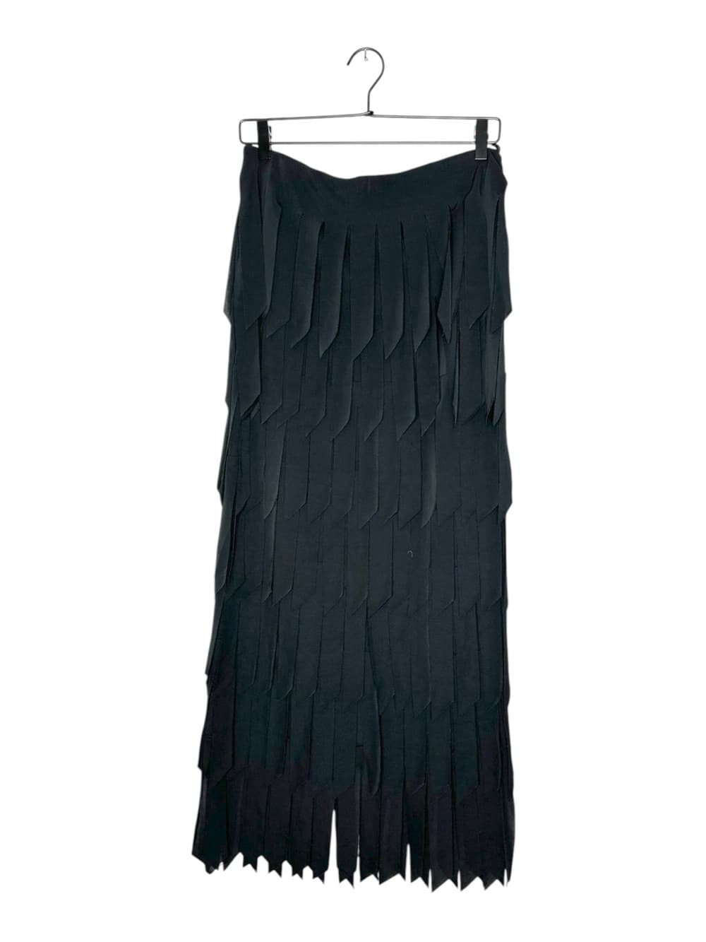 Tadashi Shoji Vintage Black Fringe Panel Layered Skirt Avant Garde Goth Small - Thumbnail 10