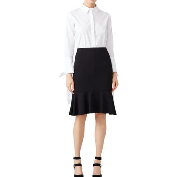 Trina Turk Black Alina Mermaid Pencil Midi Skirt Size 8 Minimalist Tailored Chic - Thumbnail 10