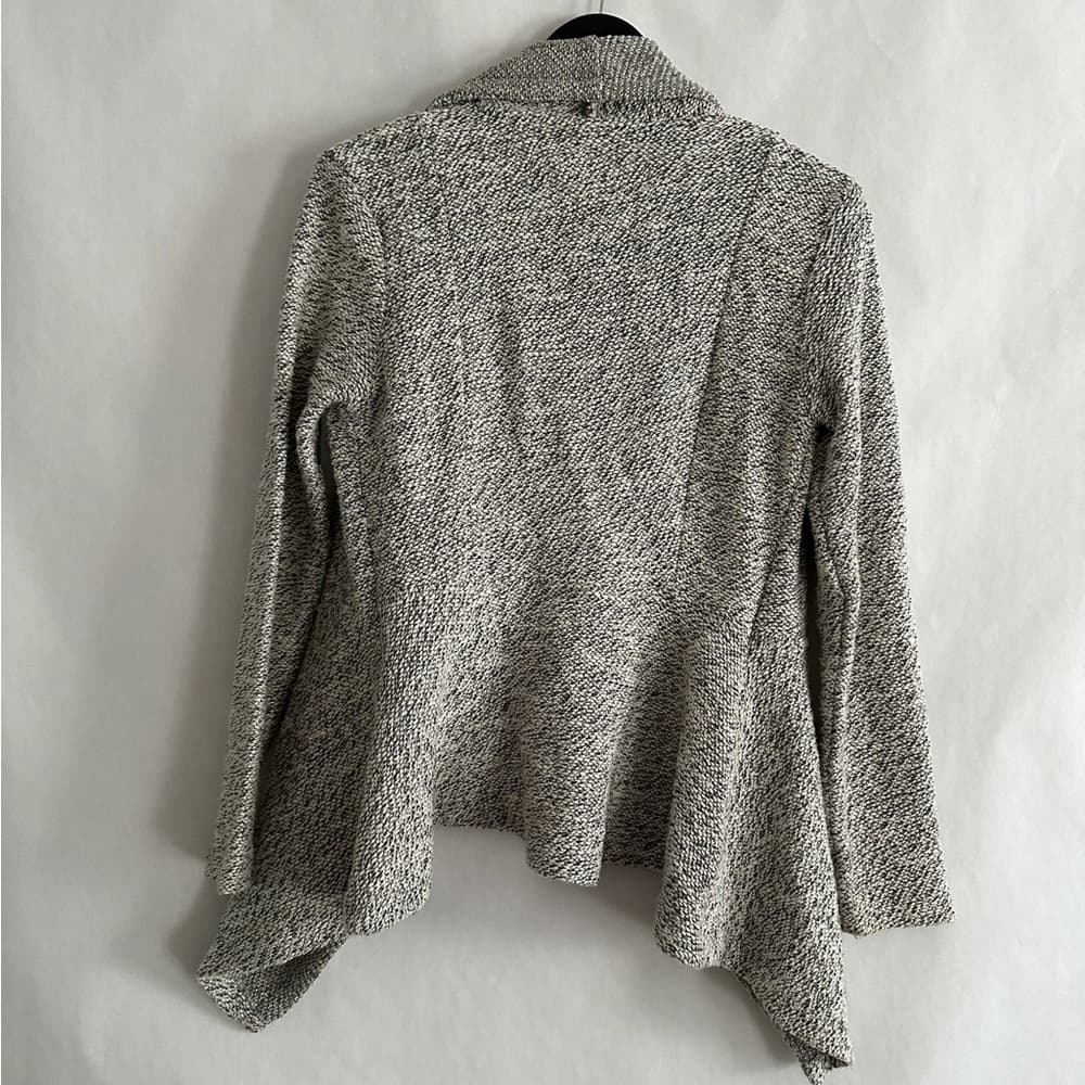 BNCI by Blanc Noir Gray Textured Waterfall Cardigan Chunky Knit Drape Size Small - Thumbnail 4