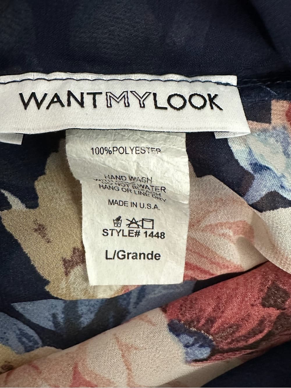 Want My Look Navy Floral Wrap Maxi Skirt Sheer Large Coastal Vacation Resortwear - Thumbnail 6