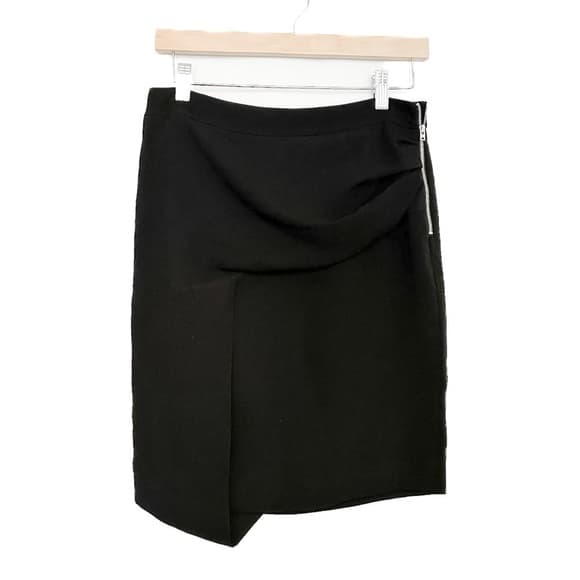 IRO Paris Brooke Draped Black Zip Ruched Side Skirt FR 38/US 6 Asymmetrical Goth - Thumbnail 10