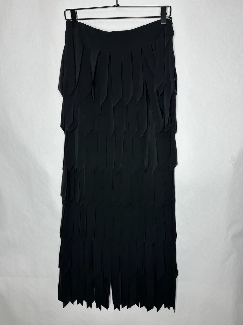 Tadashi Shoji Vintage Black Fringe Panel Layered Skirt Avant Garde Goth Small - Thumbnail 3