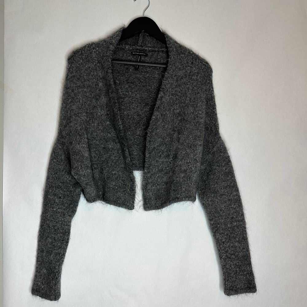 Sarah Pacini Italy Rare Mohair Blend Metallic Knit Cropped Cardigan One Size