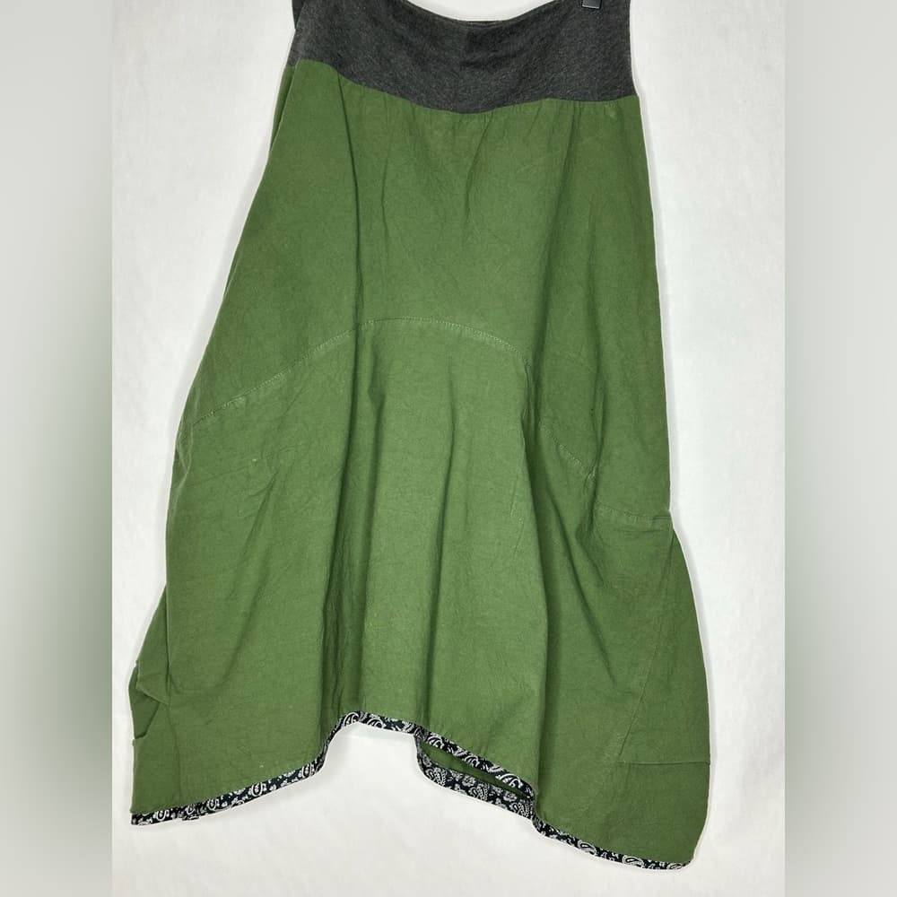 GRUB by Aimee G. Olive Green Bandana Trim Asymmetrical Hem Skirt Y2K Size Small - Thumbnail 2