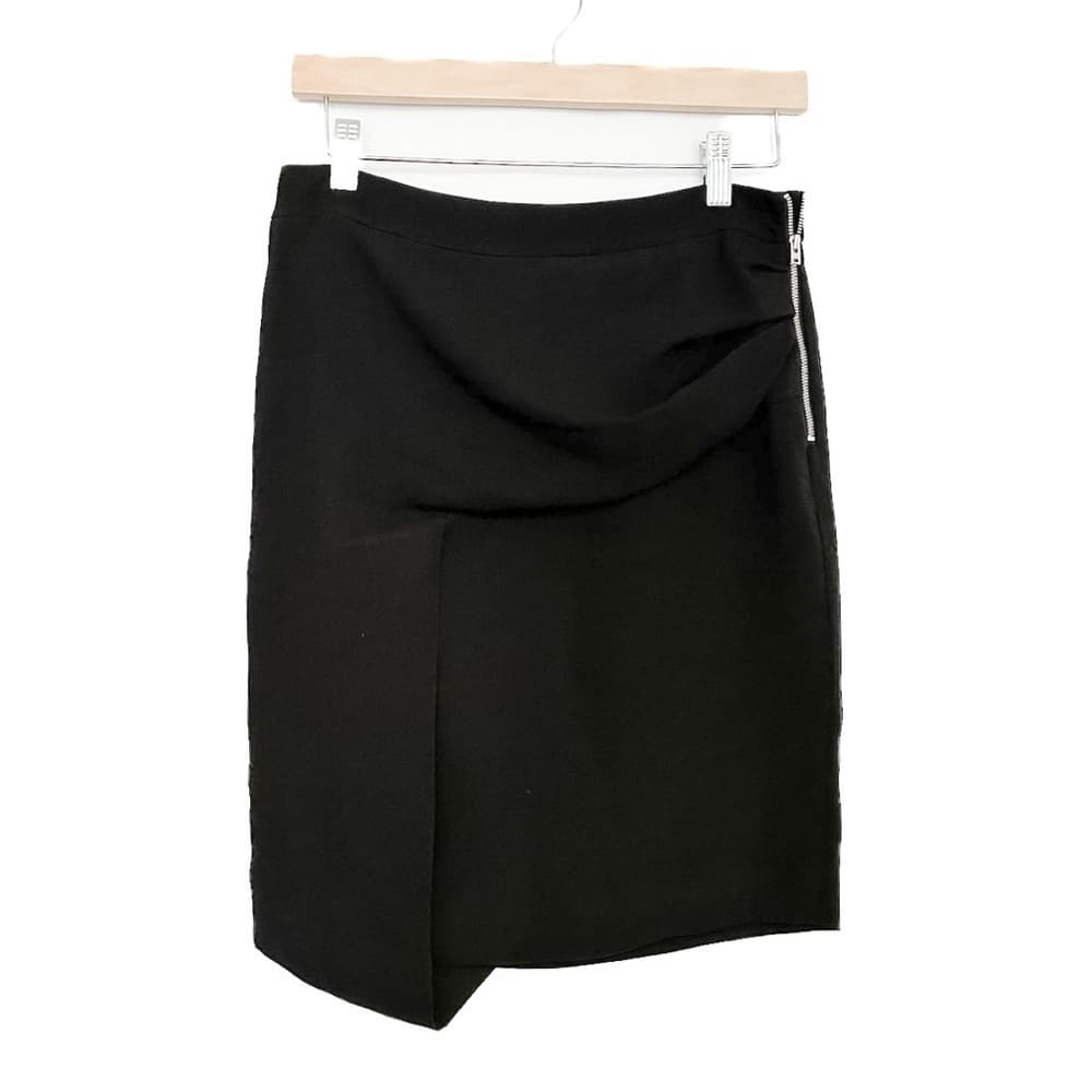 IRO Paris Brooke Draped Black Zip Ruched Side Skirt FR 38/US 6 Asymmetrical Goth - Thumbnail 9