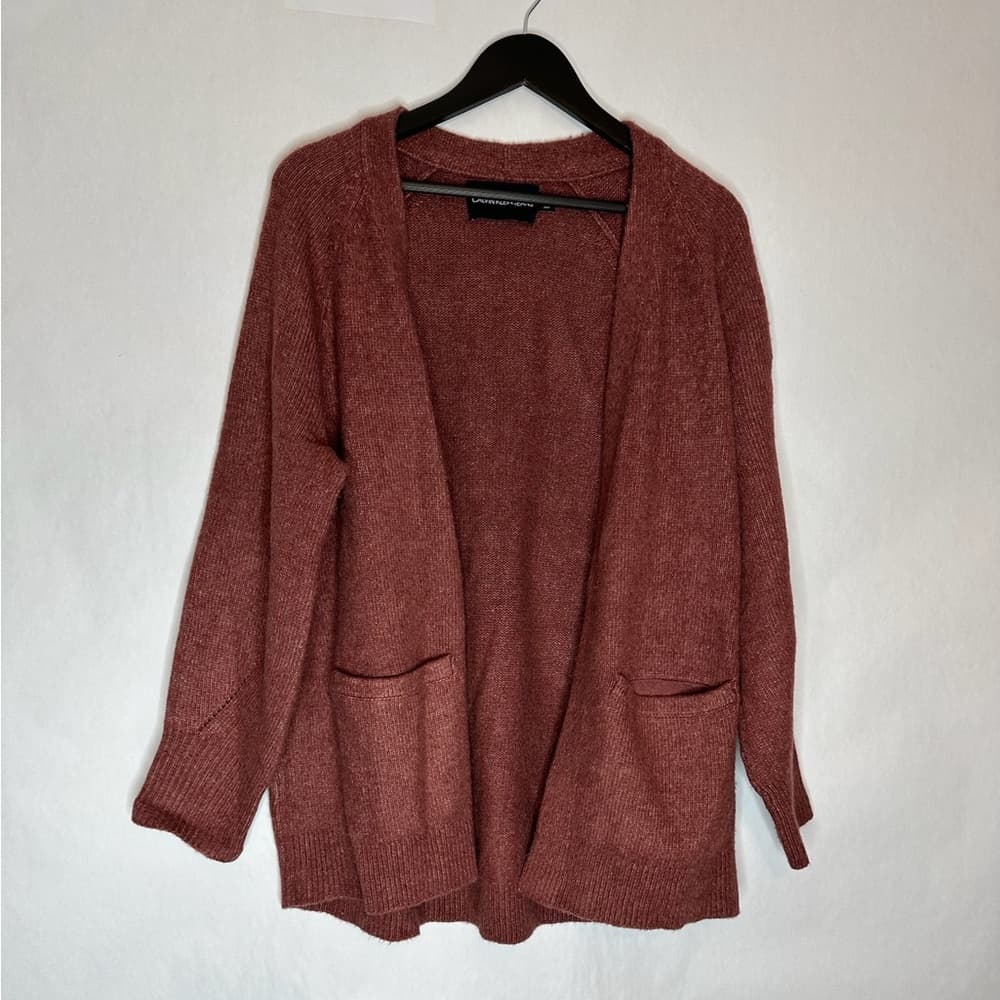 Calvin Klein Jeans Rust Color Open Front Pocket Cardigan XL Cozy Fall Sweater - Thumbnail 3