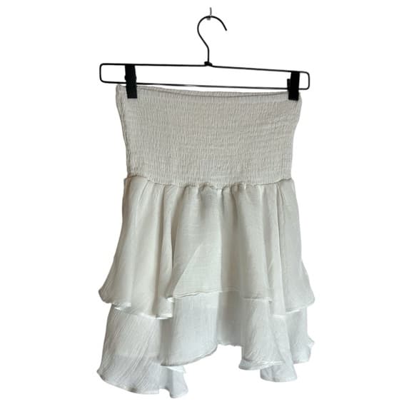 Shein White Tiered Ruffle Mini Skirt Size Medium Fairycore Cottagecore - Thumbnail 6