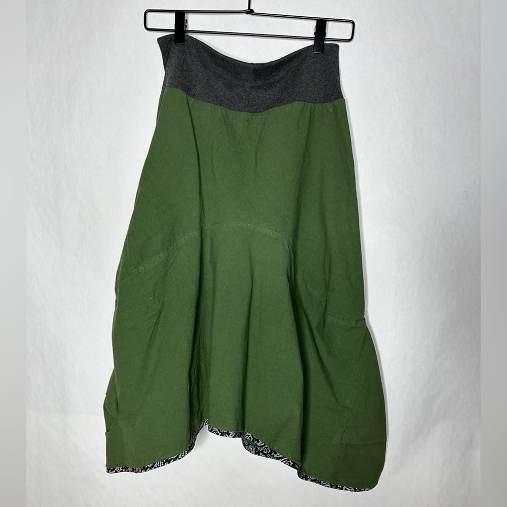 GRUB by Aimee G. Olive Green Bandana Trim Asymmetrical Hem Skirt Y2K Size Small - Thumbnail 3