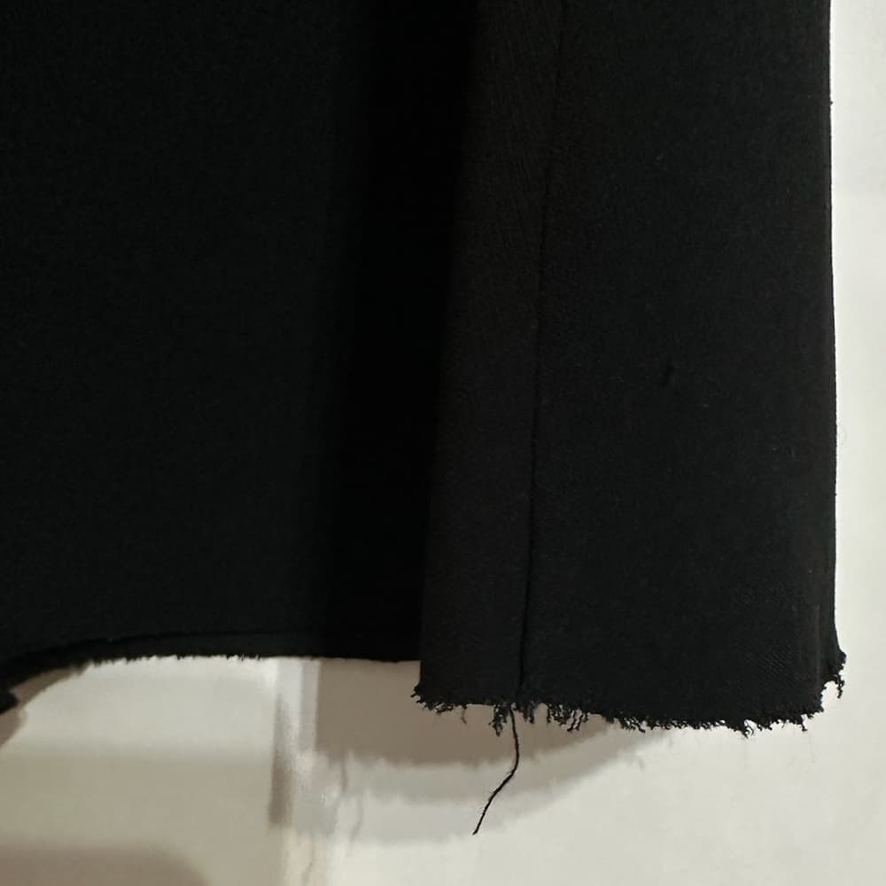 Zara Woman Studio Black A-Line Midi Skirt US XS Minimalist Frayed Hem - Thumbnail 3