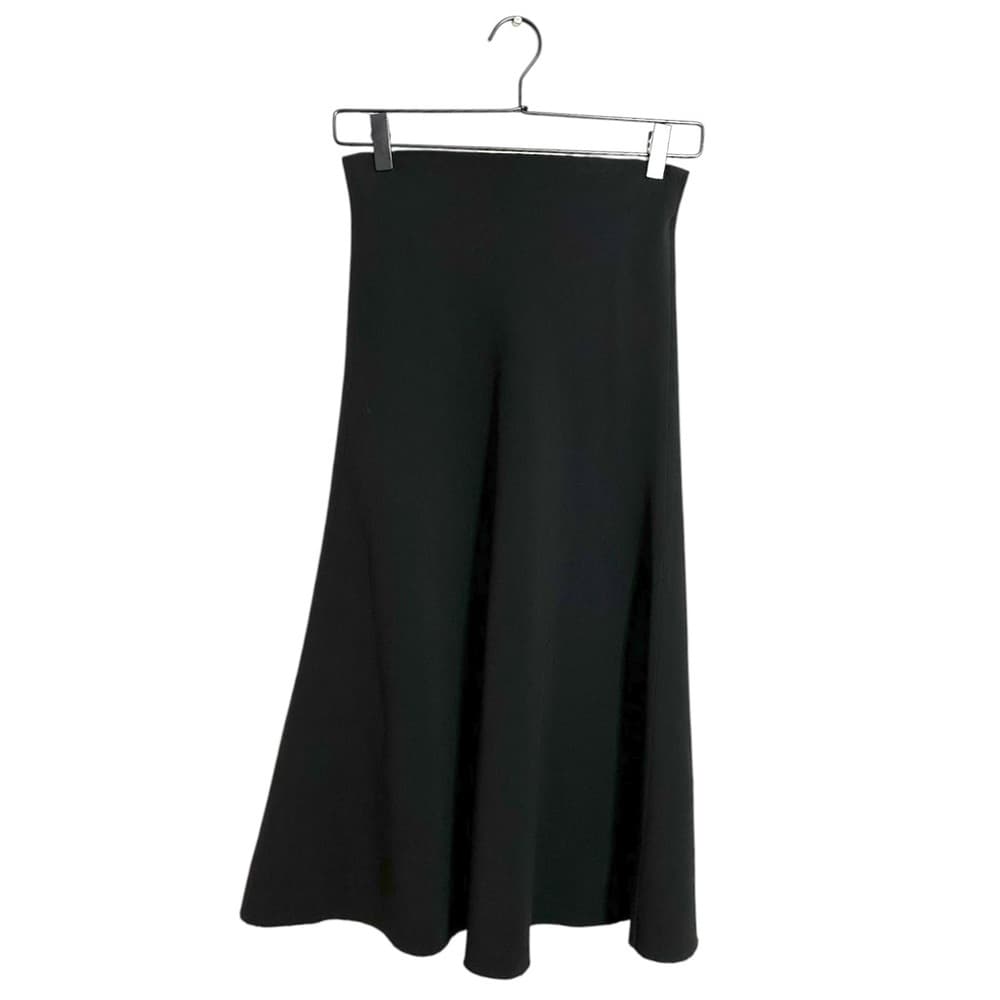 Zara Woman Studio Black A-Line Midi Skirt US XS Minimalist Frayed Hem - Thumbnail 6