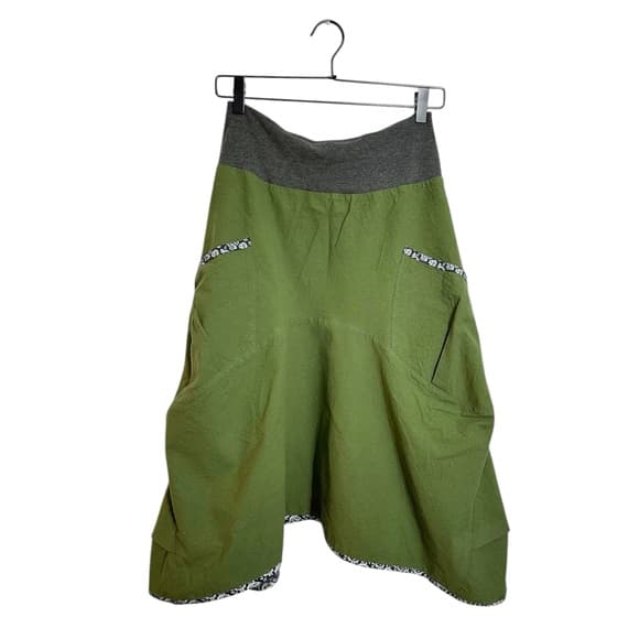 GRUB by Aimee G. Olive Green Bandana Trim Asymmetrical Hem Skirt Y2K Size Small - Thumbnail 13