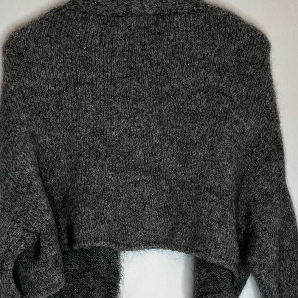 Sarah Pacini Italy Rare Mohair Blend Metallic Knit Cropped Cardigan One Size - Thumbnail 4