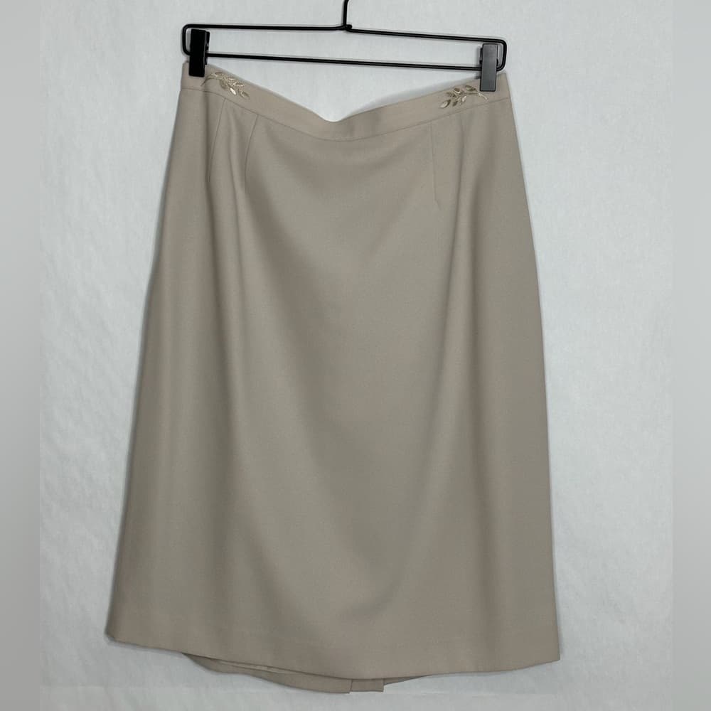 A.S.L. Studio Beige Blazer Skirt Suit Set Vintage Size 14 Formal Mother of Bride - Thumbnail 8