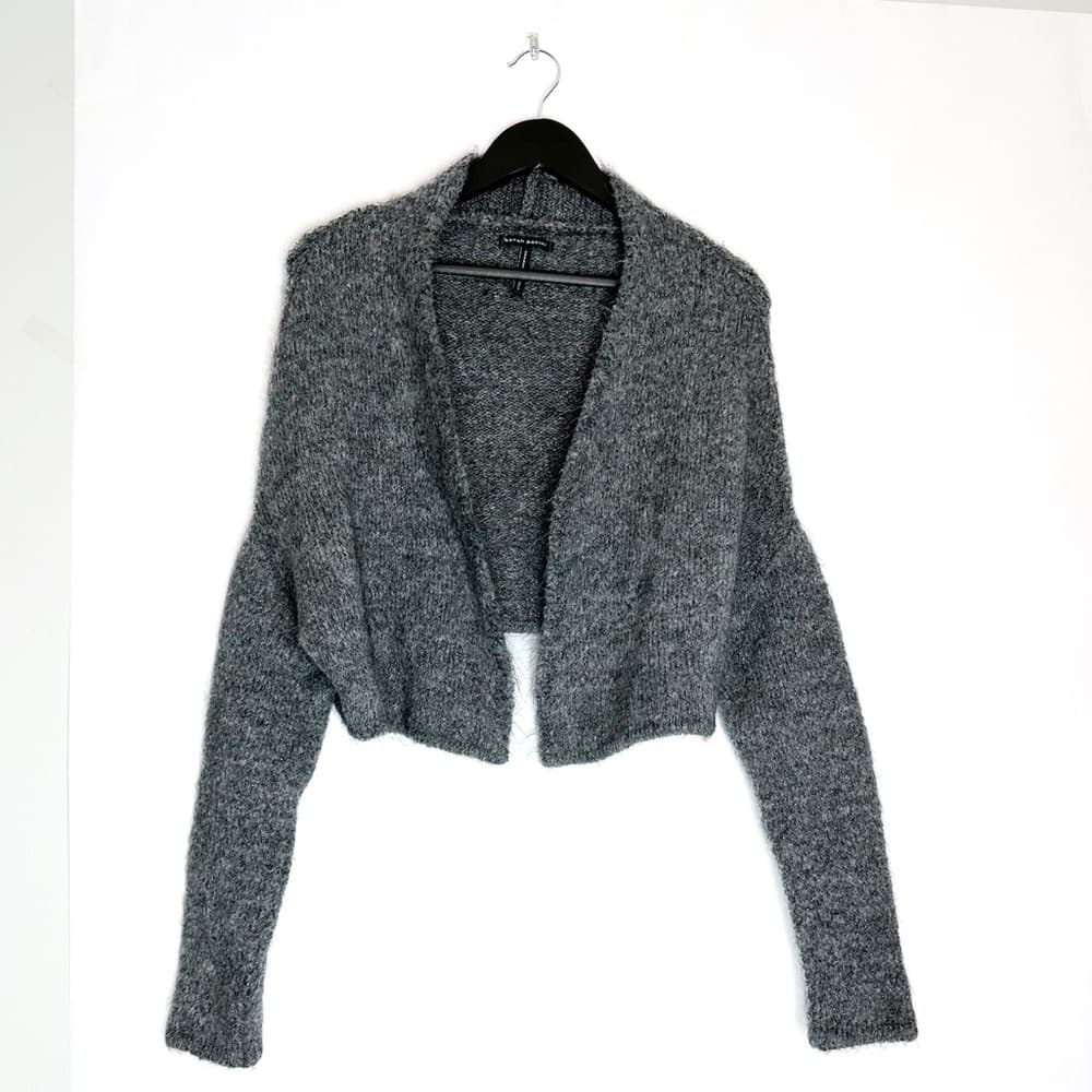 Sarah Pacini Italy Rare Mohair Blend Metallic Knit Cropped Cardigan One Size - Thumbnail 2