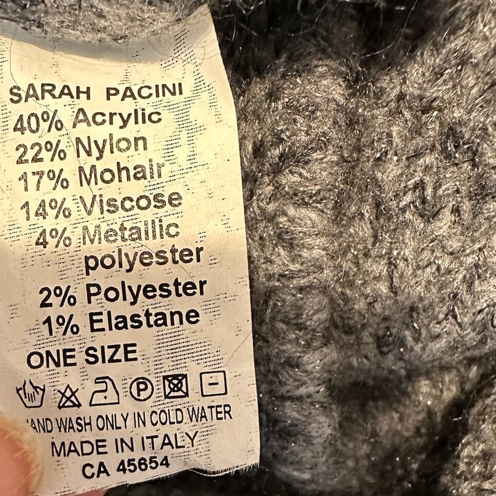 Sarah Pacini Italy Rare Mohair Blend Metallic Knit Cropped Cardigan One Size - Thumbnail 7