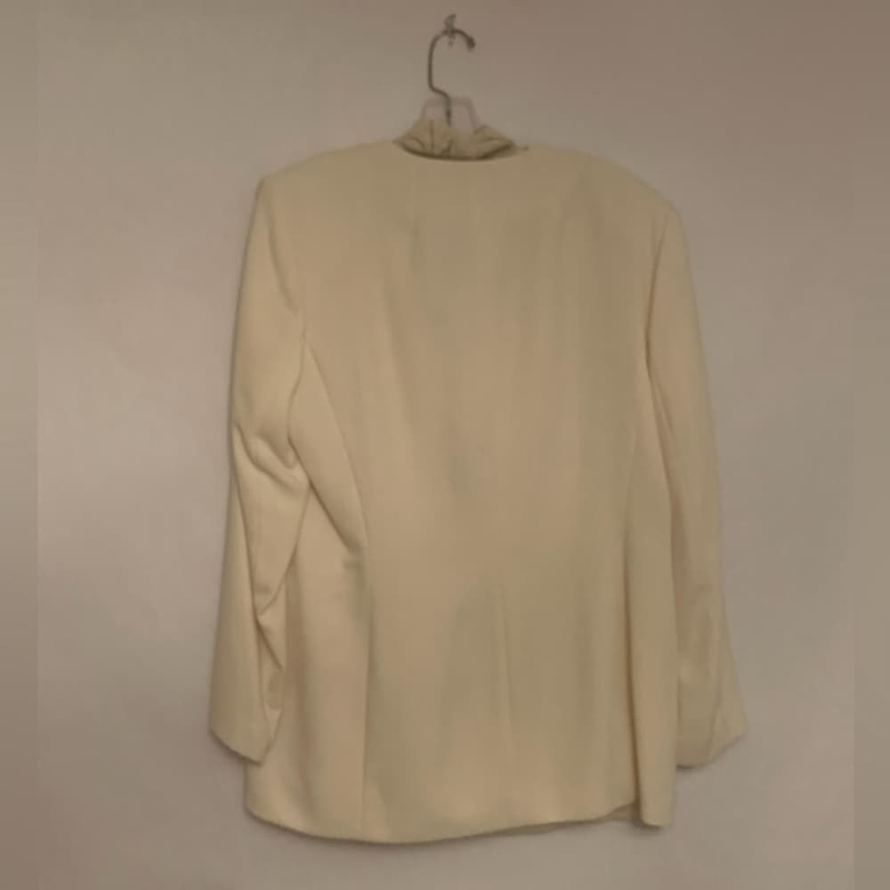 Le Suit 3 Piece Suit Set Vintage Jacket Skirt Scarf Off White Size 14 Officecore - Thumbnail 4