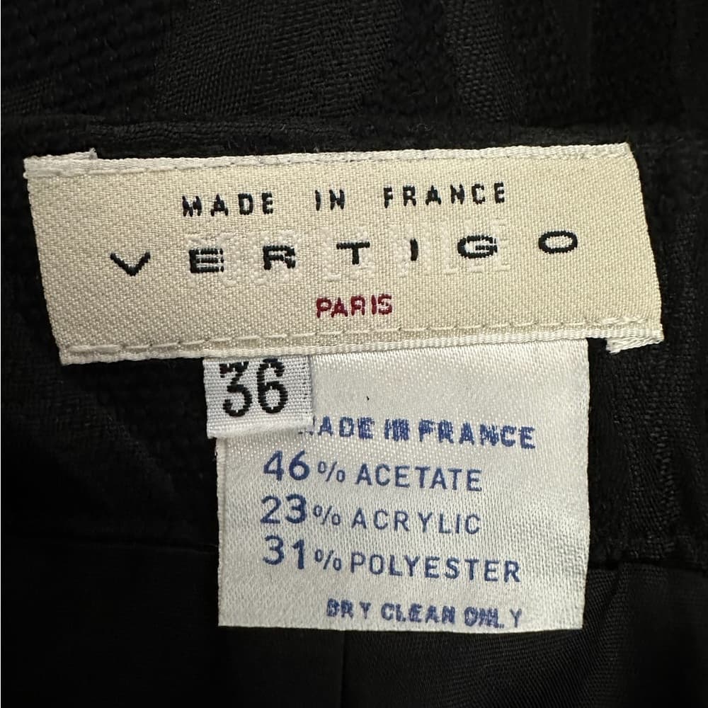 Vertigo Paris Black Brocade Mini Skirt Leaf Scroll Pattern Size 36 Dark Academia