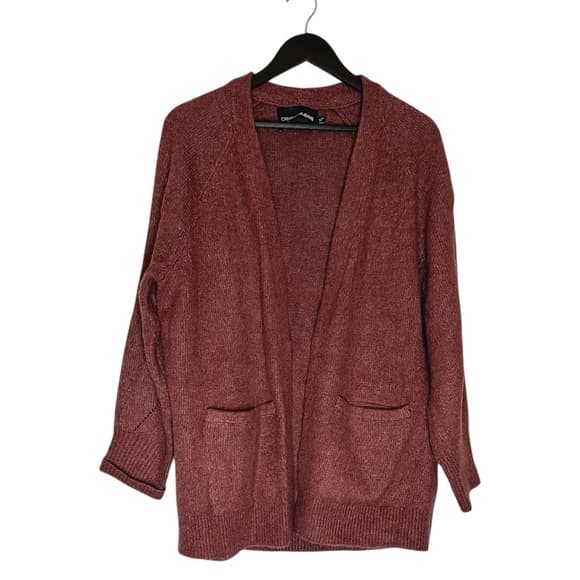 Calvin Klein Jeans Rust Color Open Front Pocket Cardigan XL Cozy Fall Sweater - Thumbnail 9