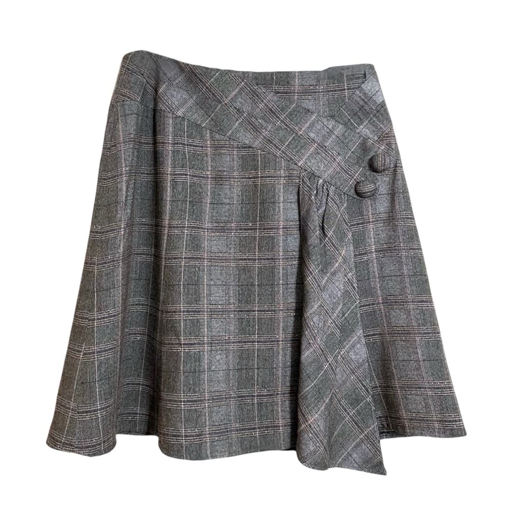 Nanette Lepore Plaid Wool Blend Asymmetrical Skirt Vintage Y2K Size 4 Academia - Thumbnail 12