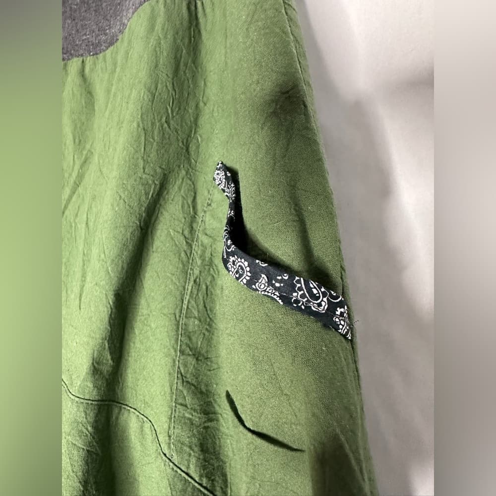 GRUB by Aimee G. Olive Green Bandana Trim Asymmetrical Hem Skirt Y2K Size Small - Thumbnail 4