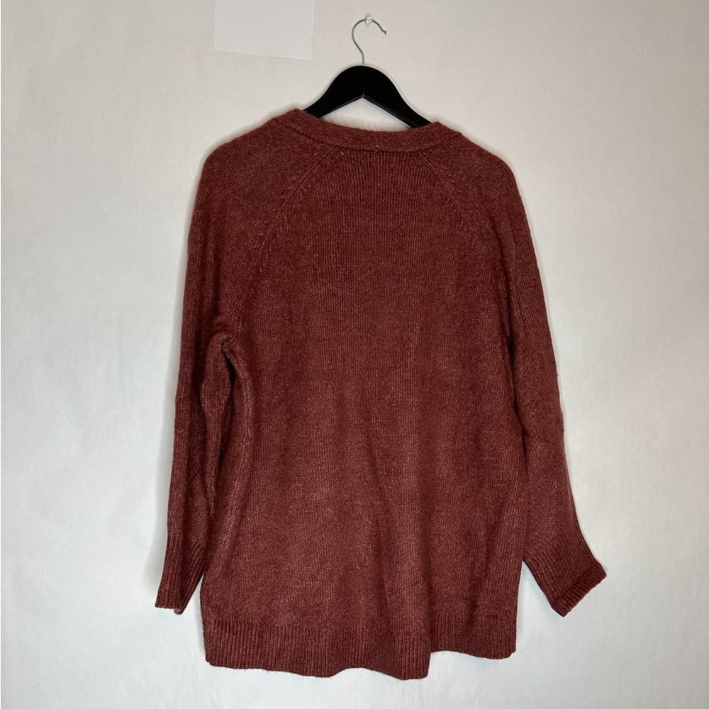 Calvin Klein Jeans Rust Color Open Front Pocket Cardigan XL Cozy Fall Sweater - Thumbnail 4