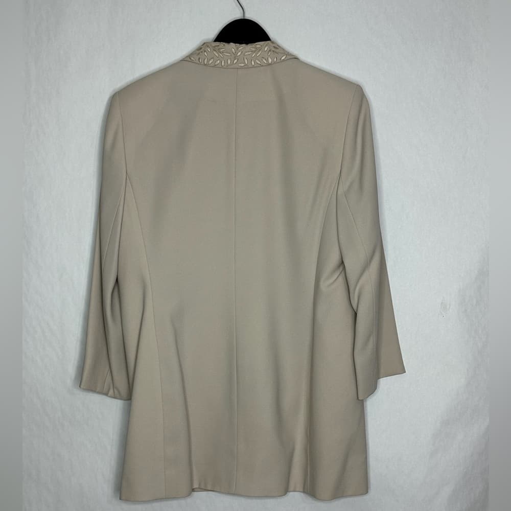 A.S.L. Studio Beige Blazer Skirt Suit Set Vintage Size 14 Formal Mother of Bride - Thumbnail 3