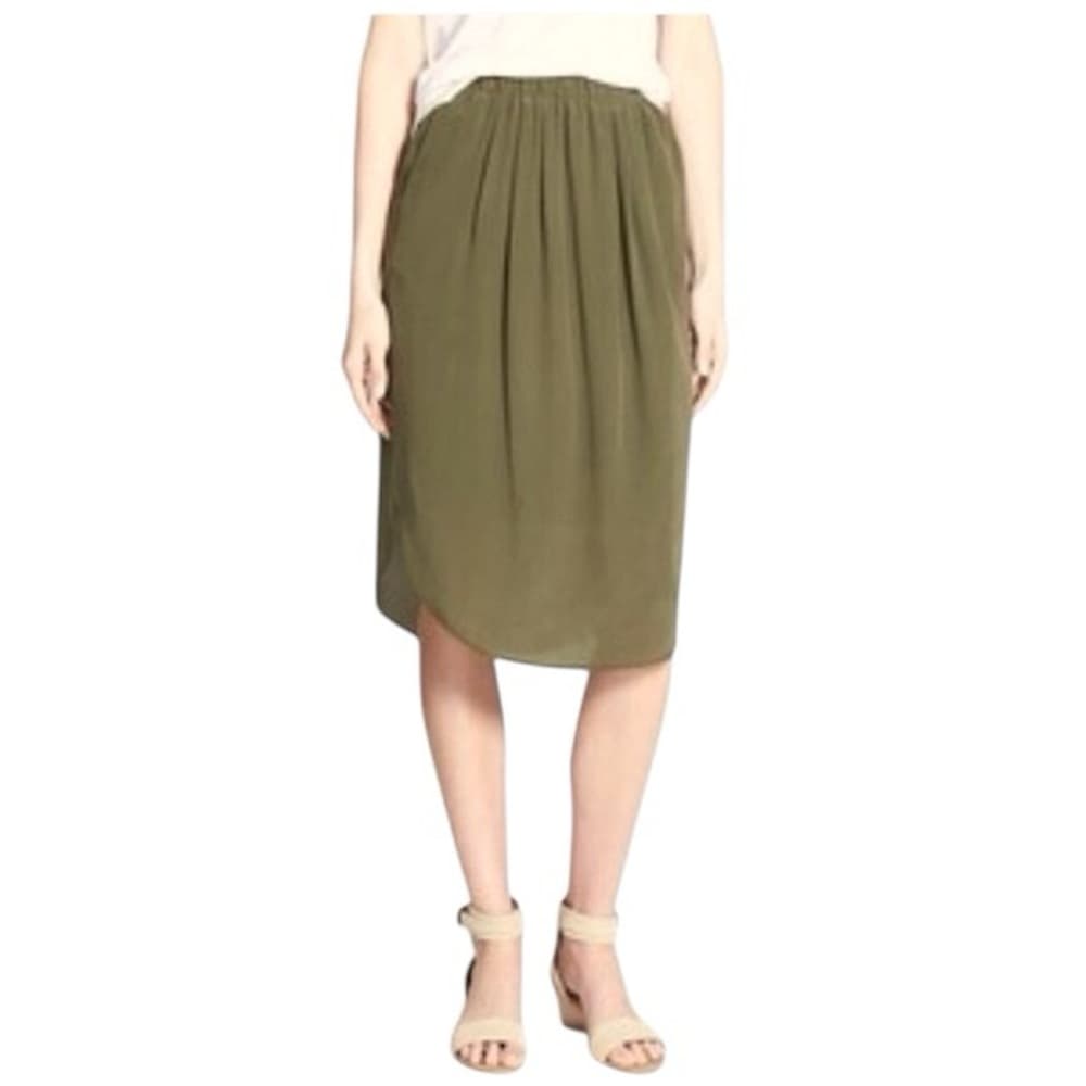 Madewell Olive Green Island Skirt 100% Silk Midi Medium Minimalist SEE NOTE - Thumbnail 14
