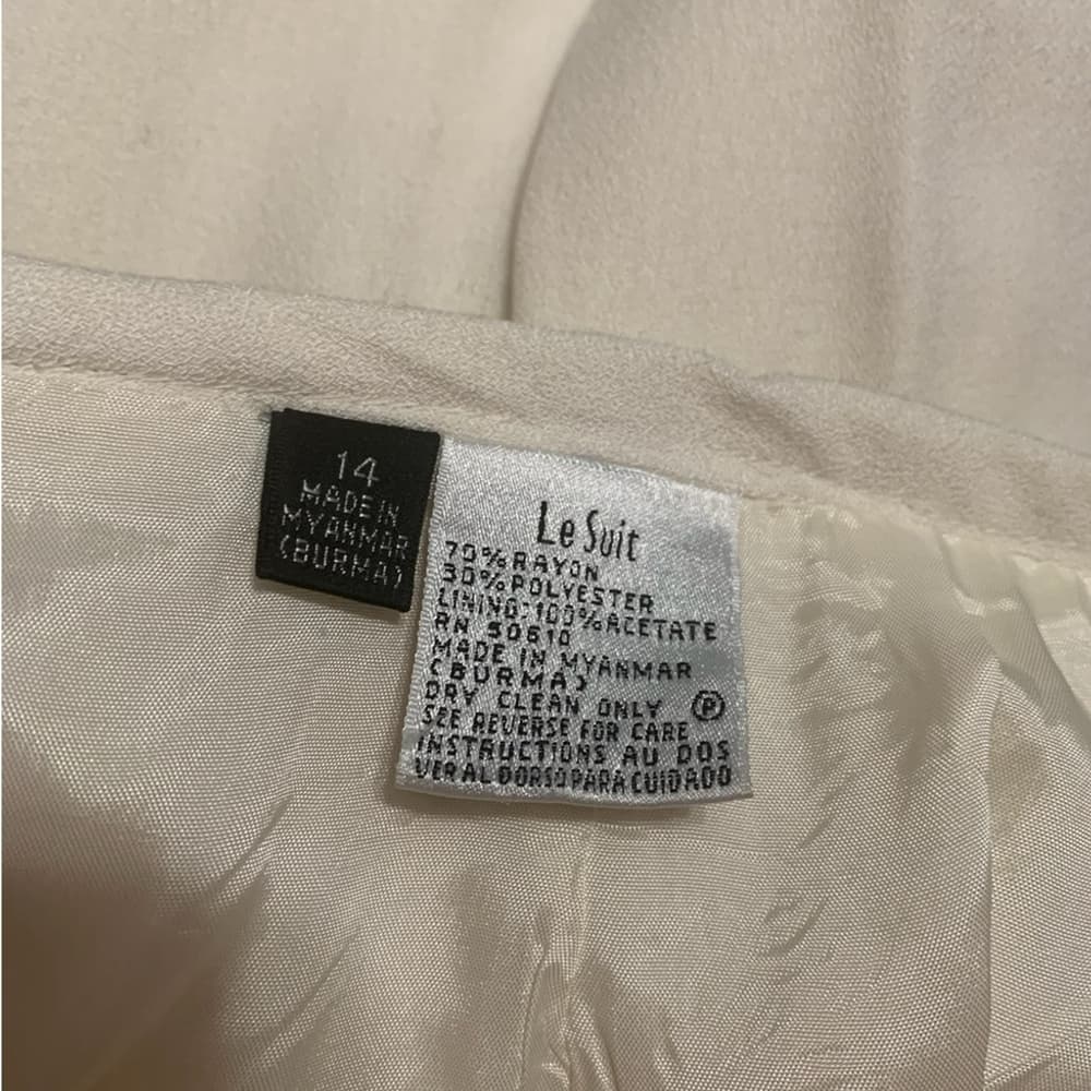 Le Suit 3 Piece Suit Set Vintage Jacket Skirt Scarf Off White Size 14 Officecore - Thumbnail 7