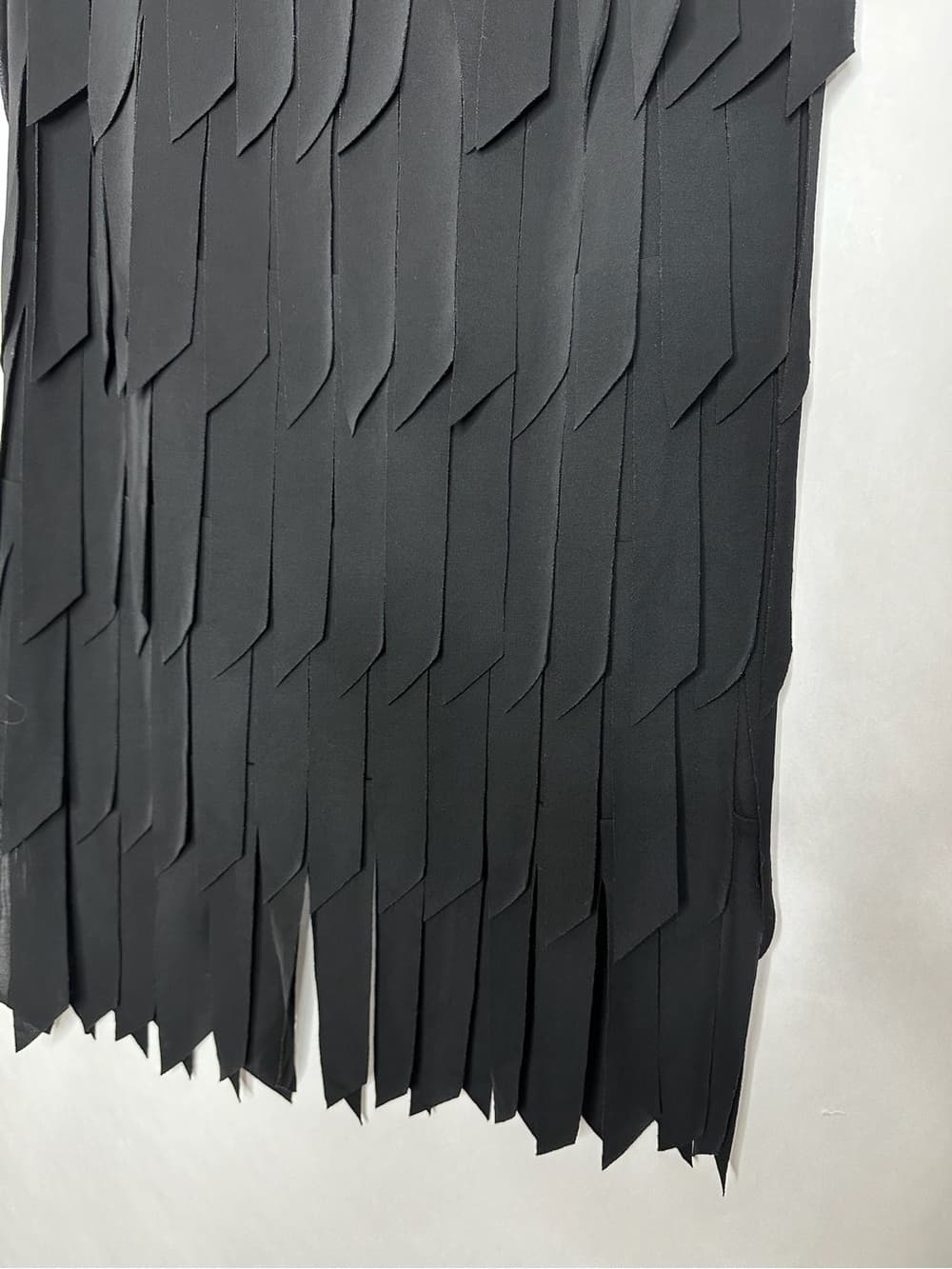 Tadashi Shoji Vintage Black Fringe Panel Layered Skirt Avant Garde Goth Small - Thumbnail 9
