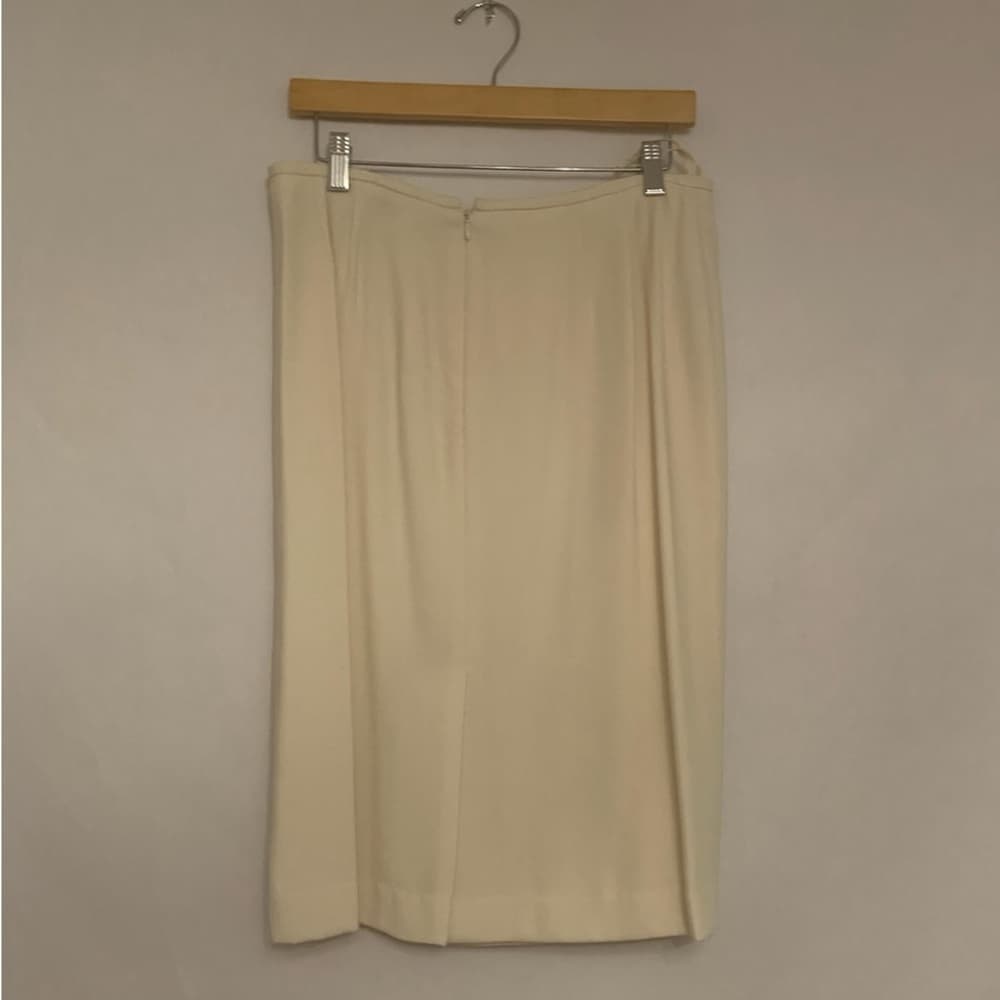 Le Suit 3 Piece Suit Set Vintage Jacket Skirt Scarf Off White Size 14 Officecore - Thumbnail 6