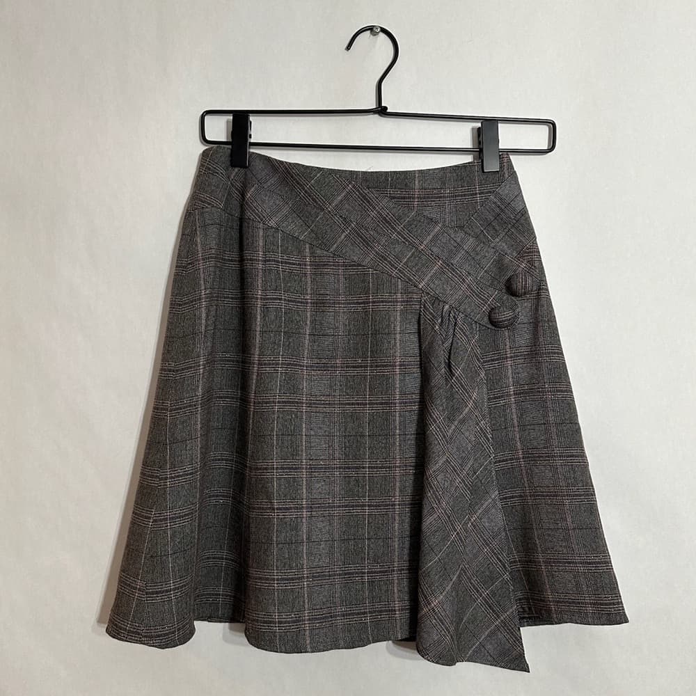 Nanette Lepore Plaid Wool Blend Asymmetrical Skirt Vintage Y2K Size 4 Academia