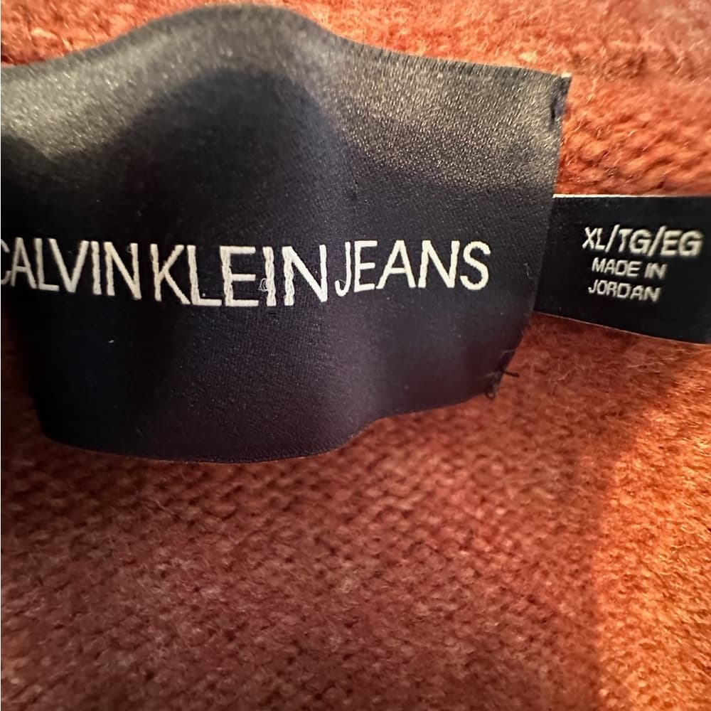 Calvin Klein Jeans Rust Color Open Front Pocket Cardigan XL Cozy Fall Sweater - Thumbnail 2