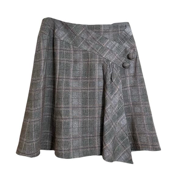 Nanette Lepore Plaid Wool Blend Asymmetrical Skirt Vintage Y2K Size 4 Academia - Thumbnail 13