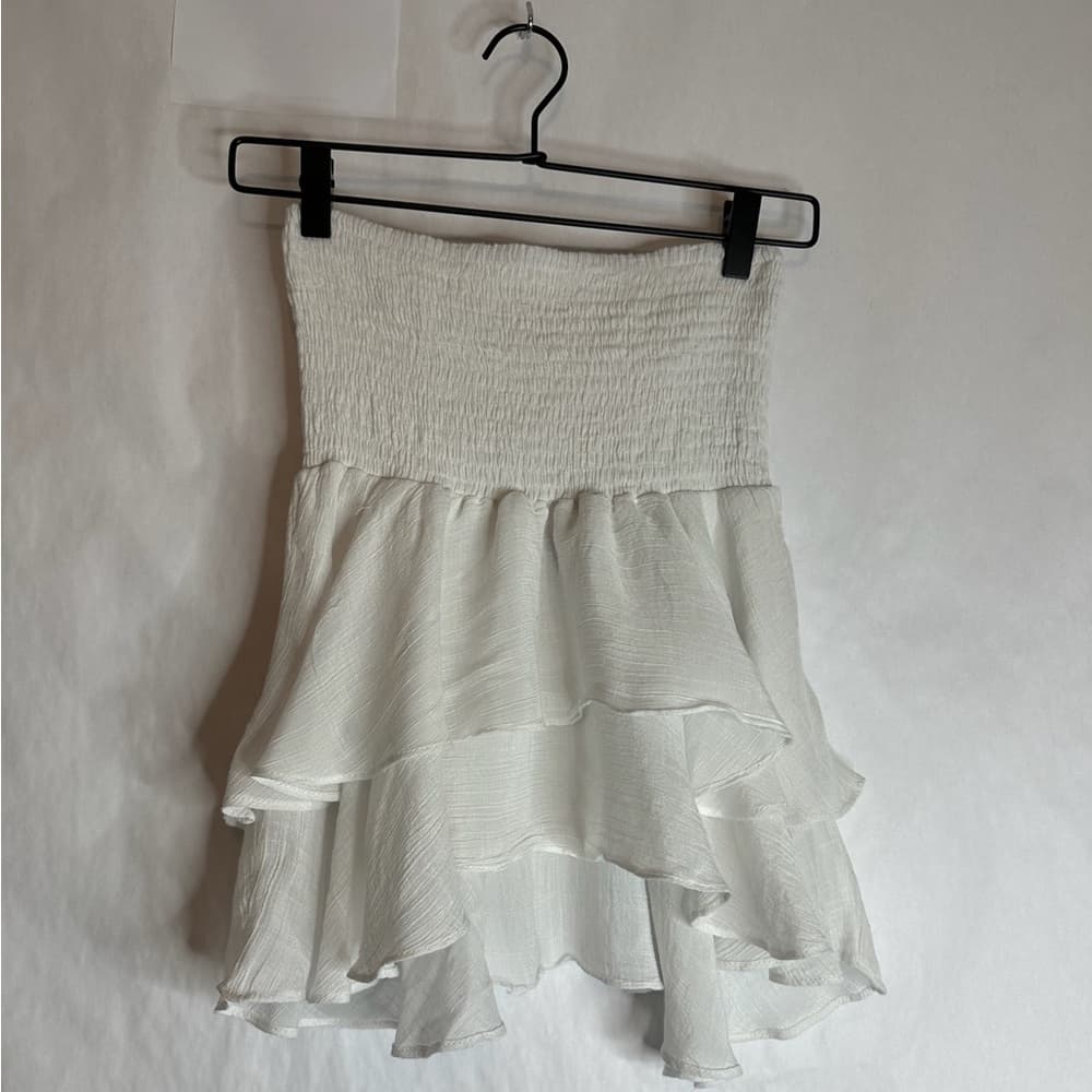 Shein White Tiered Ruffle Mini Skirt Size Medium Fairycore Cottagecore - Thumbnail 4