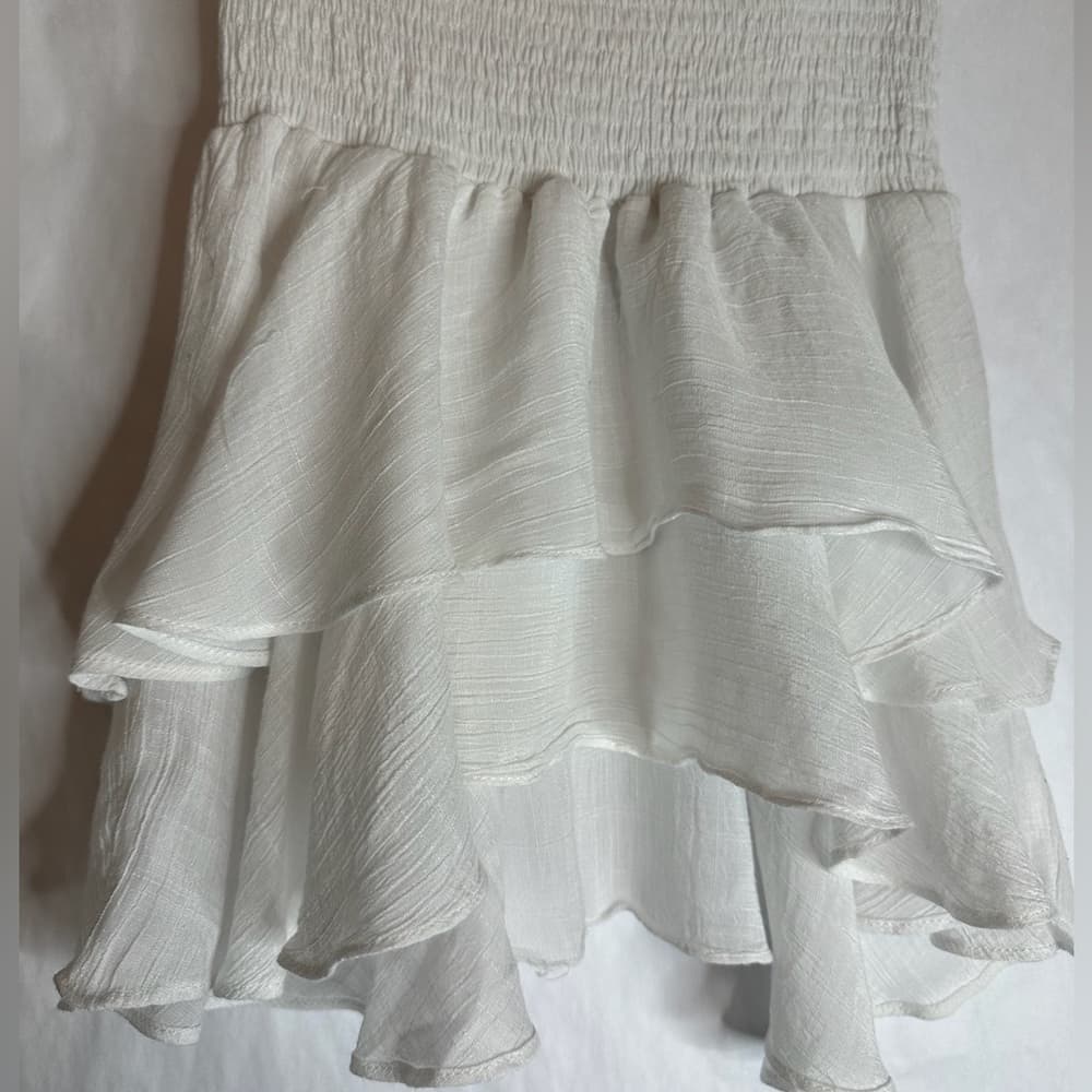 Shein White Tiered Ruffle Mini Skirt Size Medium Fairycore Cottagecore - Thumbnail 3