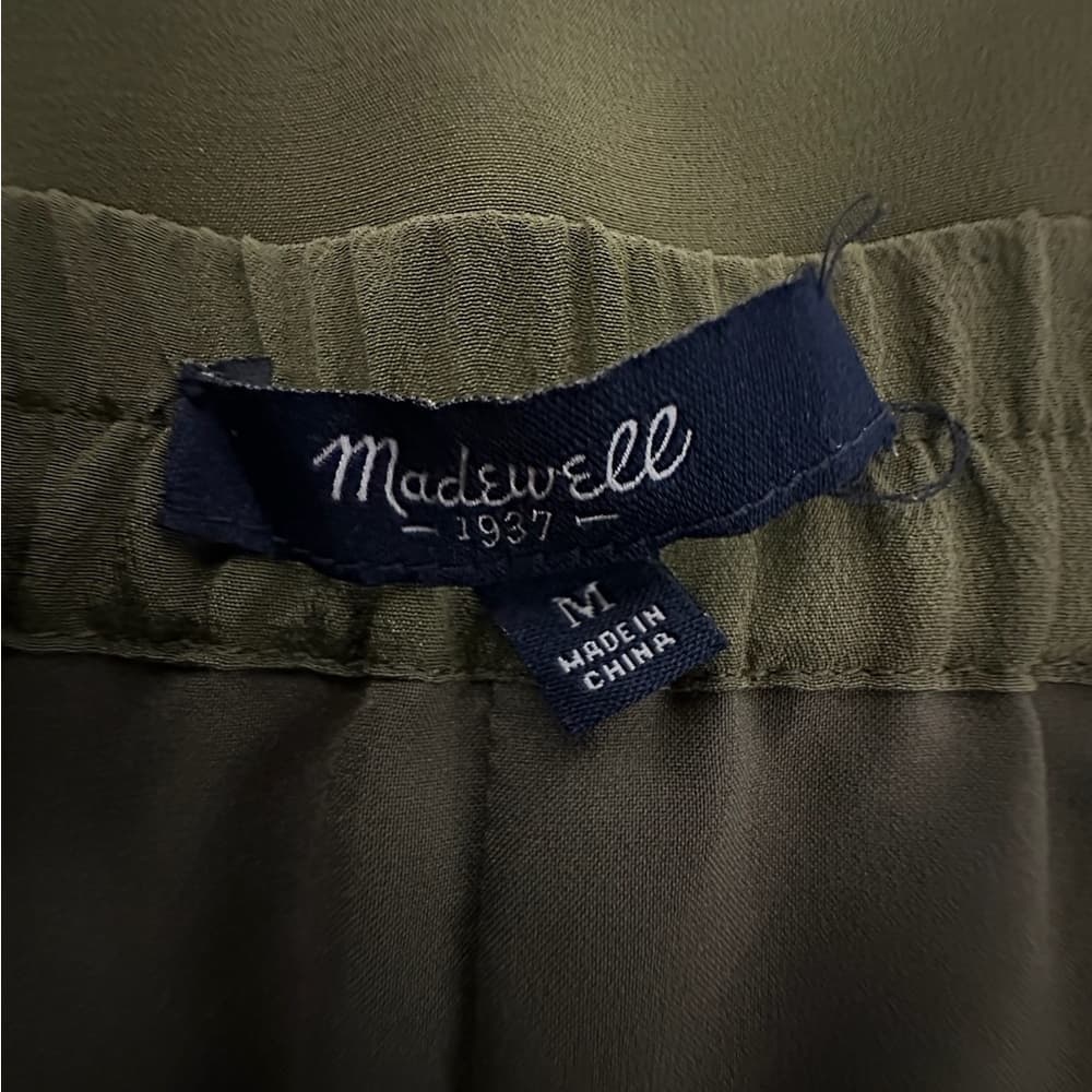 Madewell Olive Green Island Skirt 100% Silk Midi Medium Minimalist SEE NOTE - Thumbnail 7