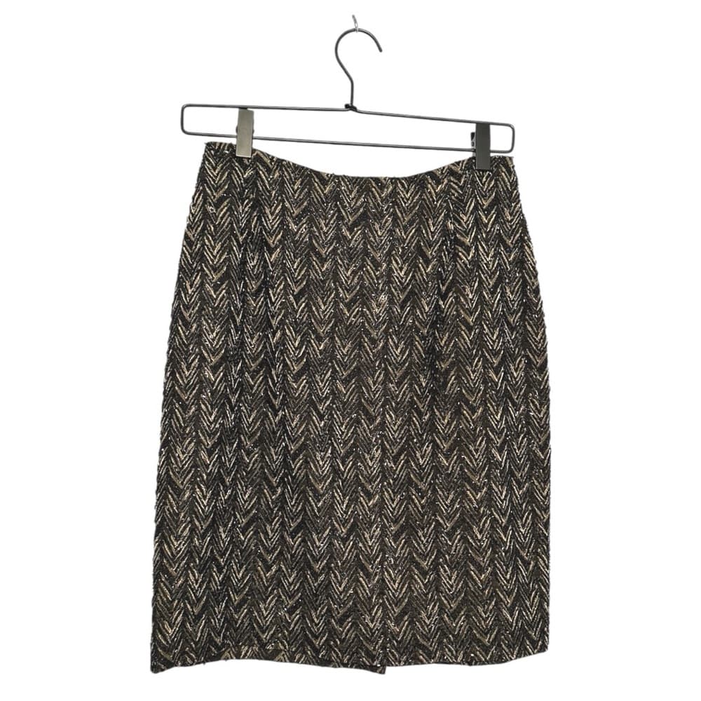 Carmen Marc Valvo Signature Metallic Beaded Chevron Mini Skirt Size 6 FLAW/NWOT - Thumbnail 10