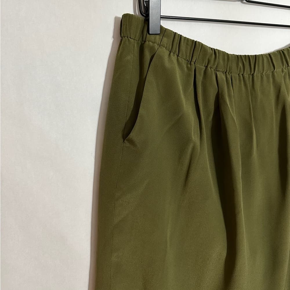 Madewell Olive Green Island Skirt 100% Silk Midi Medium Minimalist SEE NOTE - Thumbnail 5