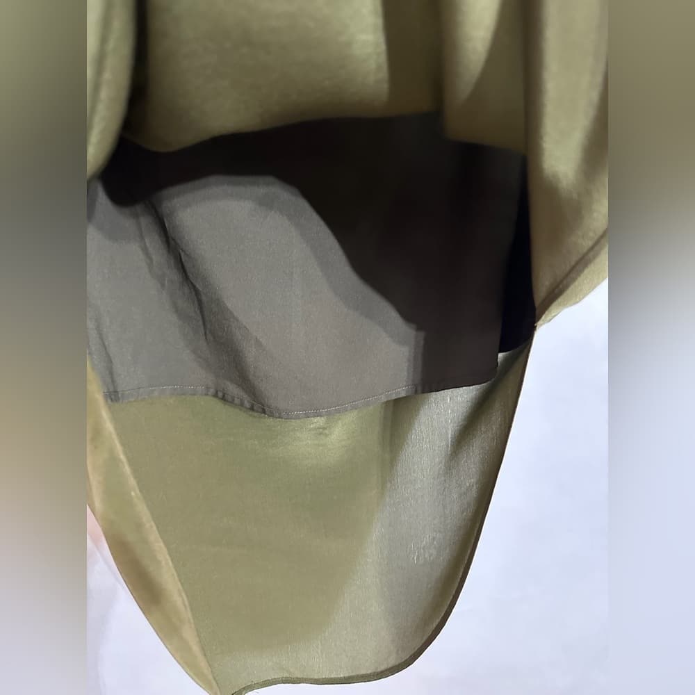 Madewell Olive Green Island Skirt 100% Silk Midi Medium Minimalist SEE NOTE - Thumbnail 13