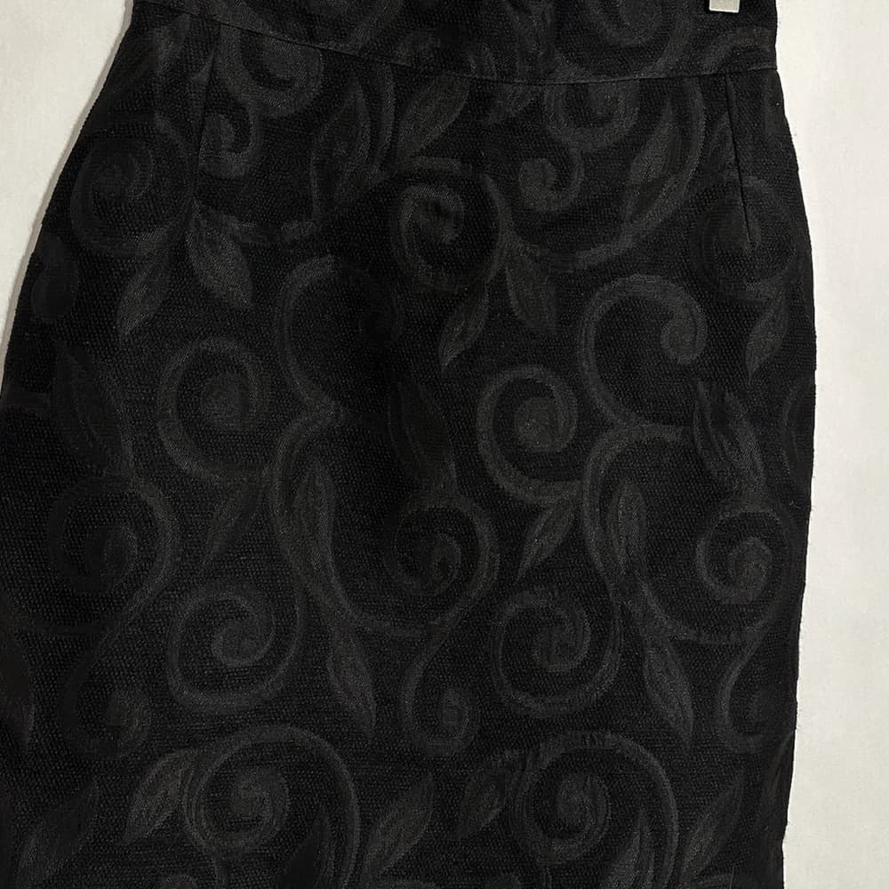 Vertigo Paris Black Brocade Mini Skirt Leaf Scroll Pattern Size 36 Dark Academia - Thumbnail 6