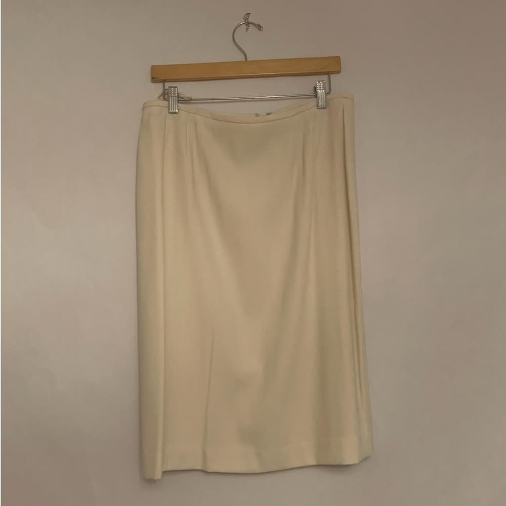 Le Suit 3 Piece Suit Set Vintage Jacket Skirt Scarf Off White Size 14 Officecore - Thumbnail 3