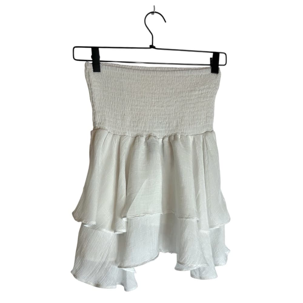 Shein White Tiered Ruffle Mini Skirt Size Medium Fairycore Cottagecore - Thumbnail 5