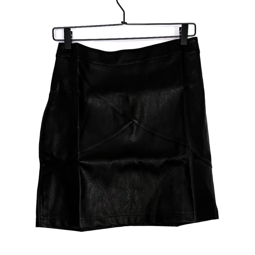 NWT Zeagoo Faux Leather High Waist Classic Slim Bodycon Black Mini Skirt Medium - Thumbnail 11