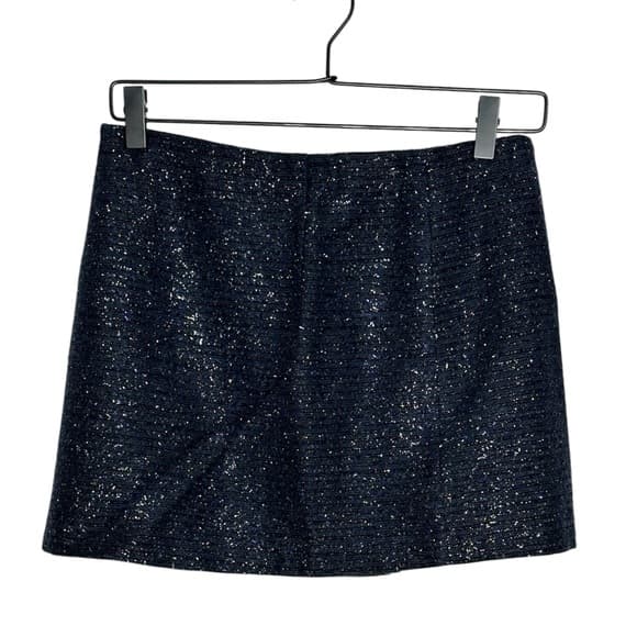 Zara Basic Navy Metallic Textured Mini Skirt Size XS Quiet Luxury Minimalist - Thumbnail 7