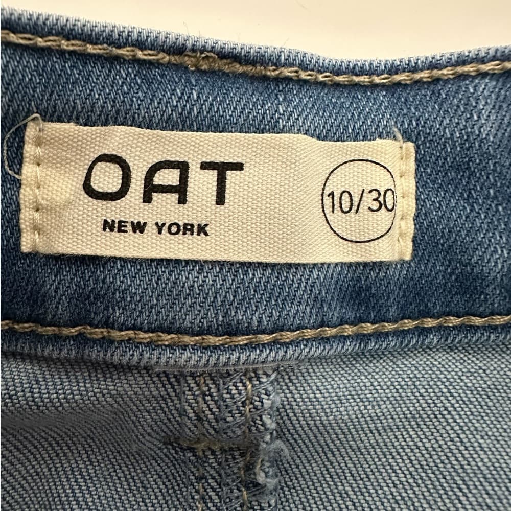 OAT New York Blue Denim Midi Skirt with Front Slit Size 10/30 Classic Preppy - Thumbnail 2