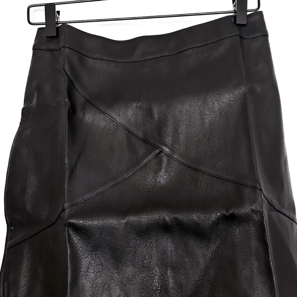 NWT Zeagoo Faux Leather High Waist Classic Slim Bodycon Black Mini Skirt Medium - Thumbnail 13