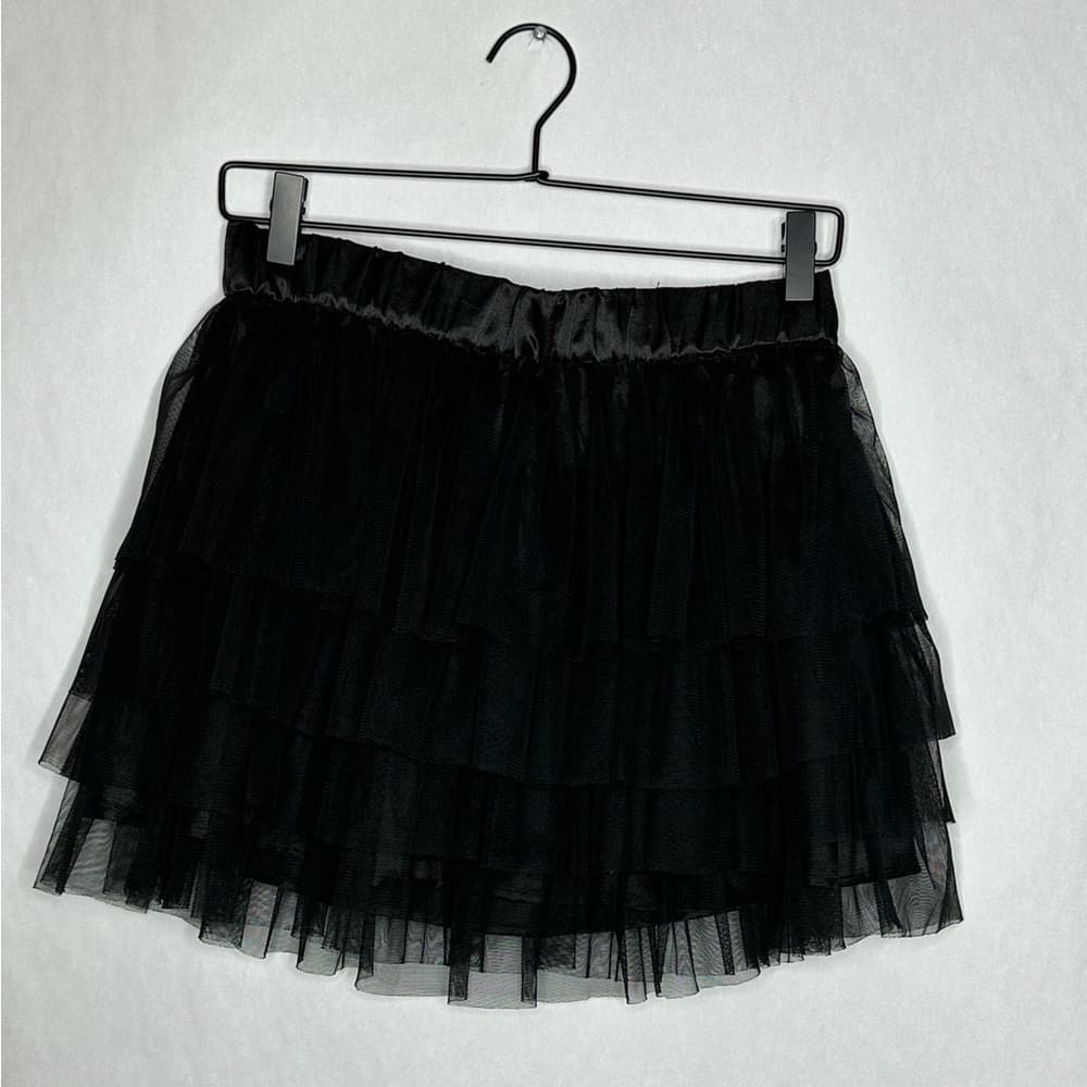 Forever 21 Black Tiered Tulle Mini Skirt Elastic Waist Size Medium Y2K NWOT - Thumbnail 5