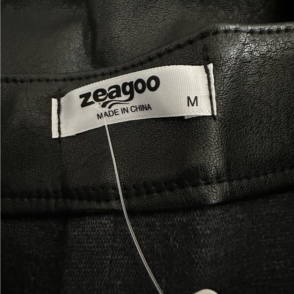NWT Zeagoo Faux Leather High Waist Classic Slim Bodycon Black Mini Skirt Medium - Thumbnail 5