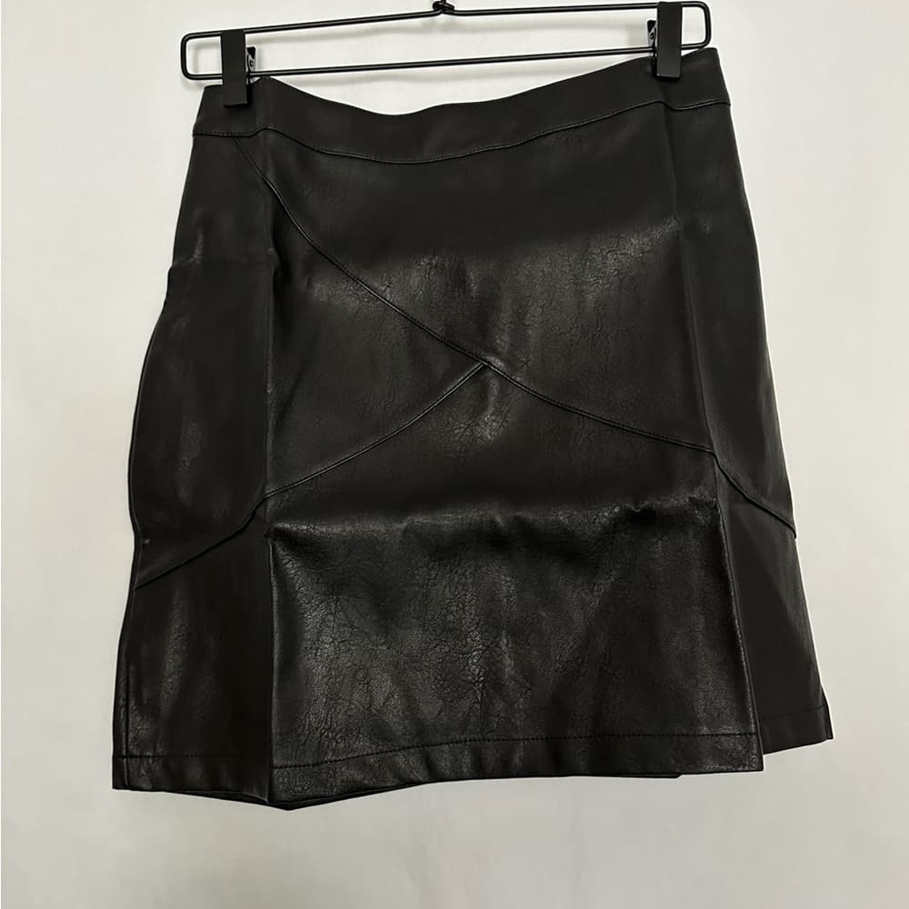 NWT Zeagoo Faux Leather High Waist Classic Slim Bodycon Black Mini Skirt Medium - Thumbnail 12